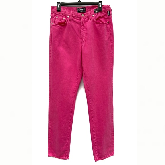 Vintage Versace Jeans Couture Bubblegum Pink High Waisted Jeans Womens Size 34 - Picture 2 of 11
